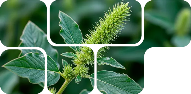 Amaranth plant grid, botanical origin of Nuproxa iNuxA-B4 for sustainable animal nutrition and liver health.